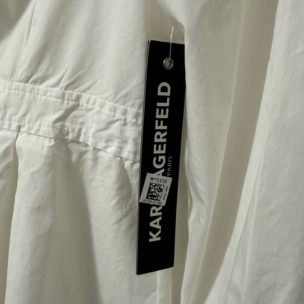 Karl Lagerfeld Paris White Cotton Button-Front Tunic Blouse Size Small NWT - Picture 5 of 13